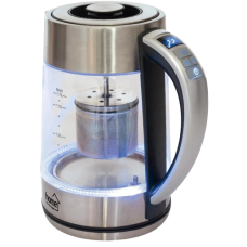 Fierbator Pentru Ceai, Material Din Sticla, Putere 2000 W, Capacitate 1.7l, Rotire La 360°, Oprire Automata, Argintiu
