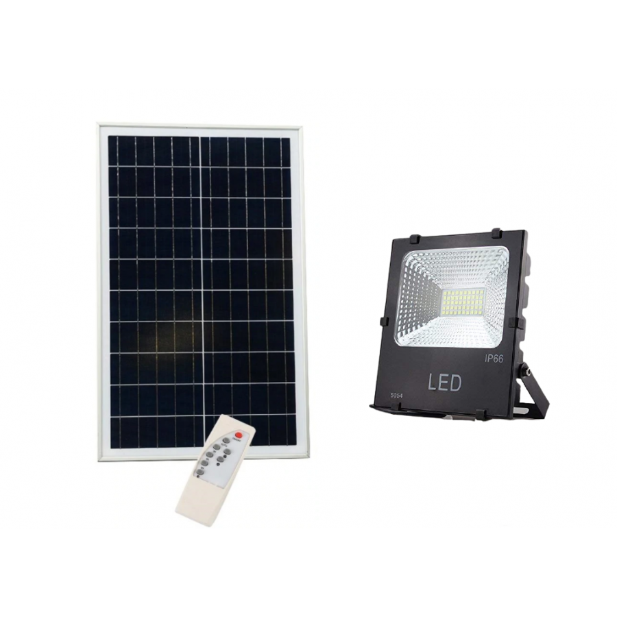 Proiector Solar, KlaussTech, Putere 100W, Panou Solar Inclus, Usor de Instalat, Modern, Usor de Folosit,  Negru