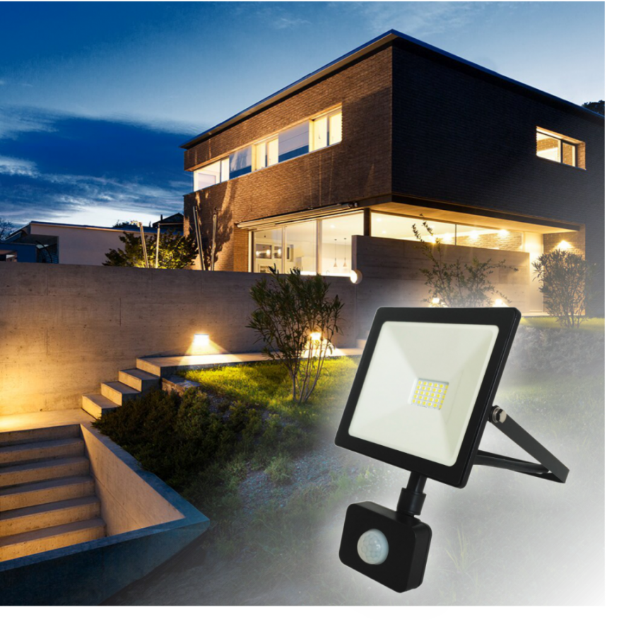 Proiector LED, KlaussTech, Aluminiu, Senzor de Miscare, Putere 30W, 2400 Lumeni, Unghi de iluminare: 120 grade, Negru
