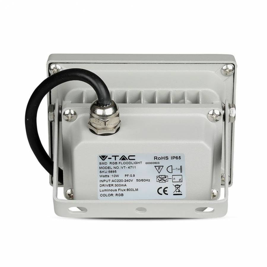 Reflector LED, Putere 10W, Lumina RGB, Control prin Telecomanda, Rezistent, IP65, Gri