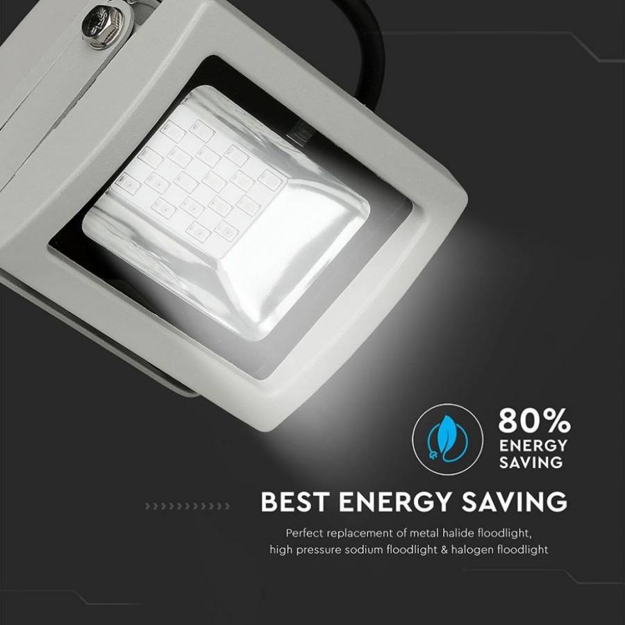 Reflector LED, Putere 10W, Lumina RGB, Control prin Telecomanda, Rezistent, IP65, Gri