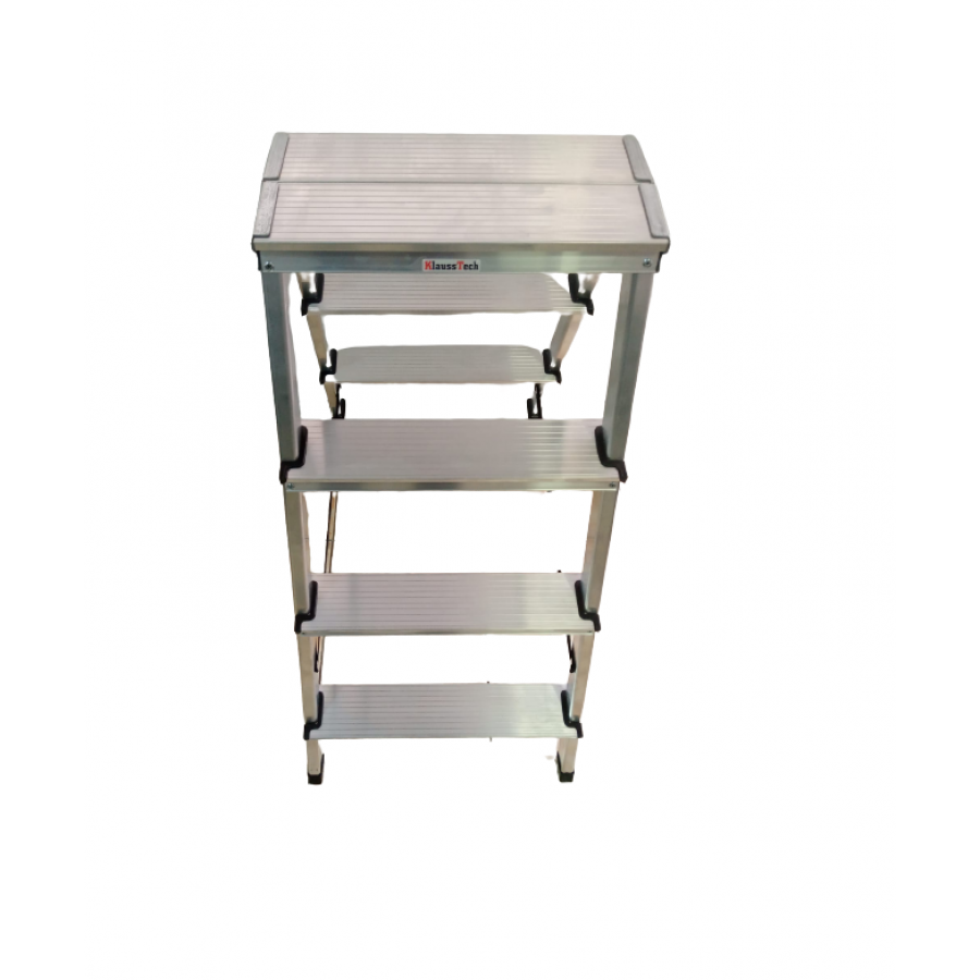 Scara Portabila, Klausstech, Pliabila, 4 Trepte,  Material Metalic, Greutate Redusa, Usor De Instalat, Gri