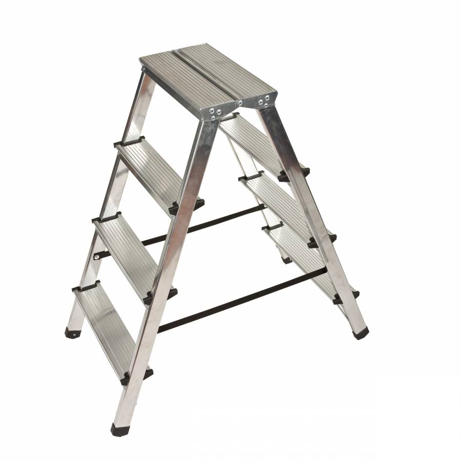 Scara Portabila, Klausstech, Pliabila, 4 Trepte,  Material Metalic, Greutate Redusa, Usor De Instalat, Gri