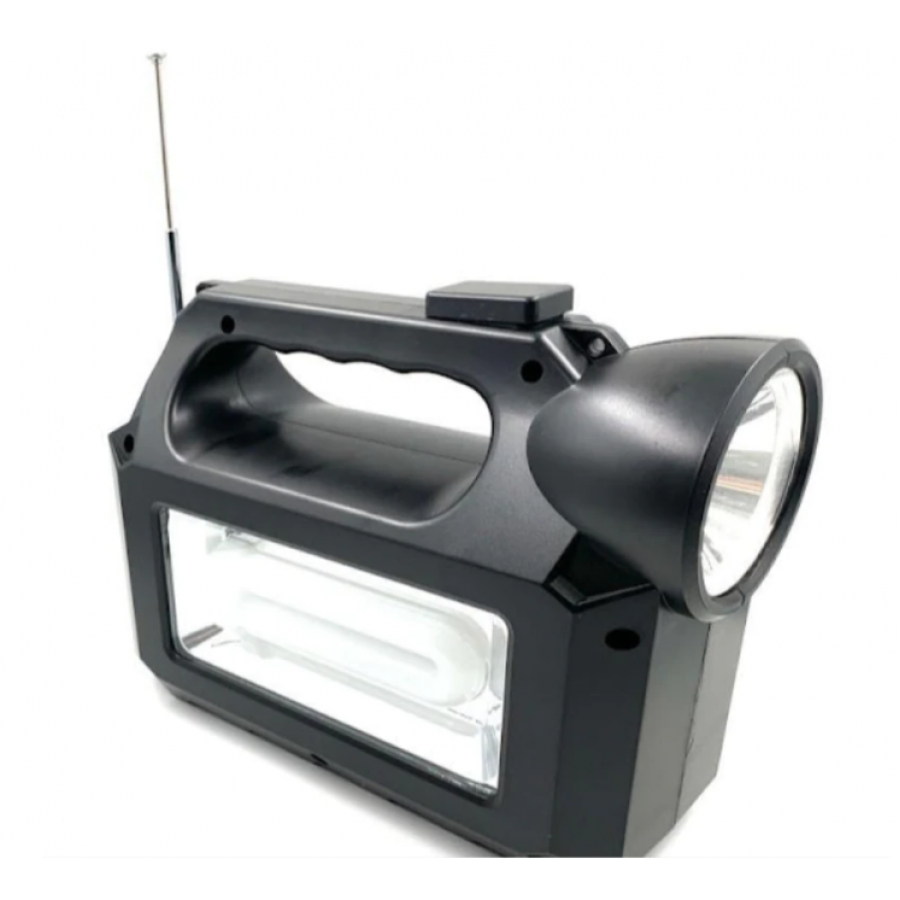 Kit Solar Portabil cu 3 becuri, Bluetooth, FM / TF, USB, LED SMD, 8000 mAH, Operare 14 h, Lanterna LED, Incarcare 10 h, Negru