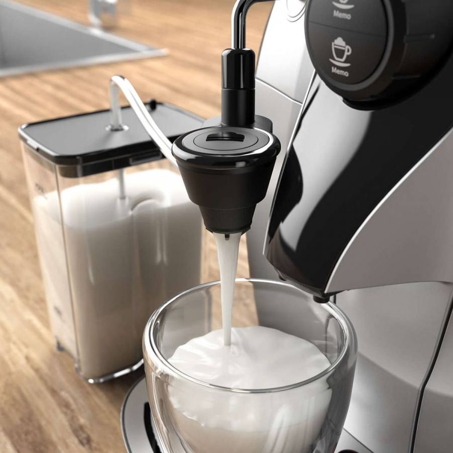 Espressor Philips Automat de 1400W, 1 L, MEMO, 15 bari, Butoane LED, 5 Setari macinare, Sistem spumare lapte, Argintiu