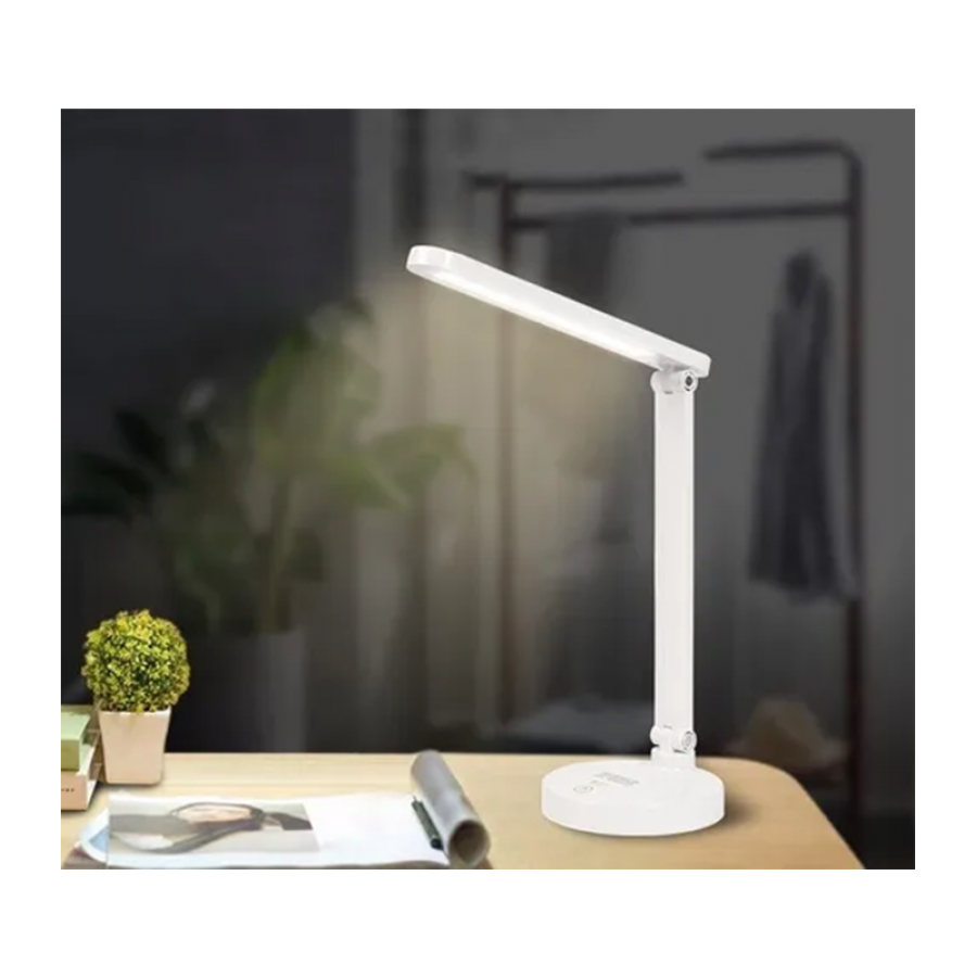 Lampa LED KlaussTech de Birou, 2.5 W, 65 cm, Baterie reincacabila, 3000-6000 K, DC 5V / 1A, Moderna, Alb