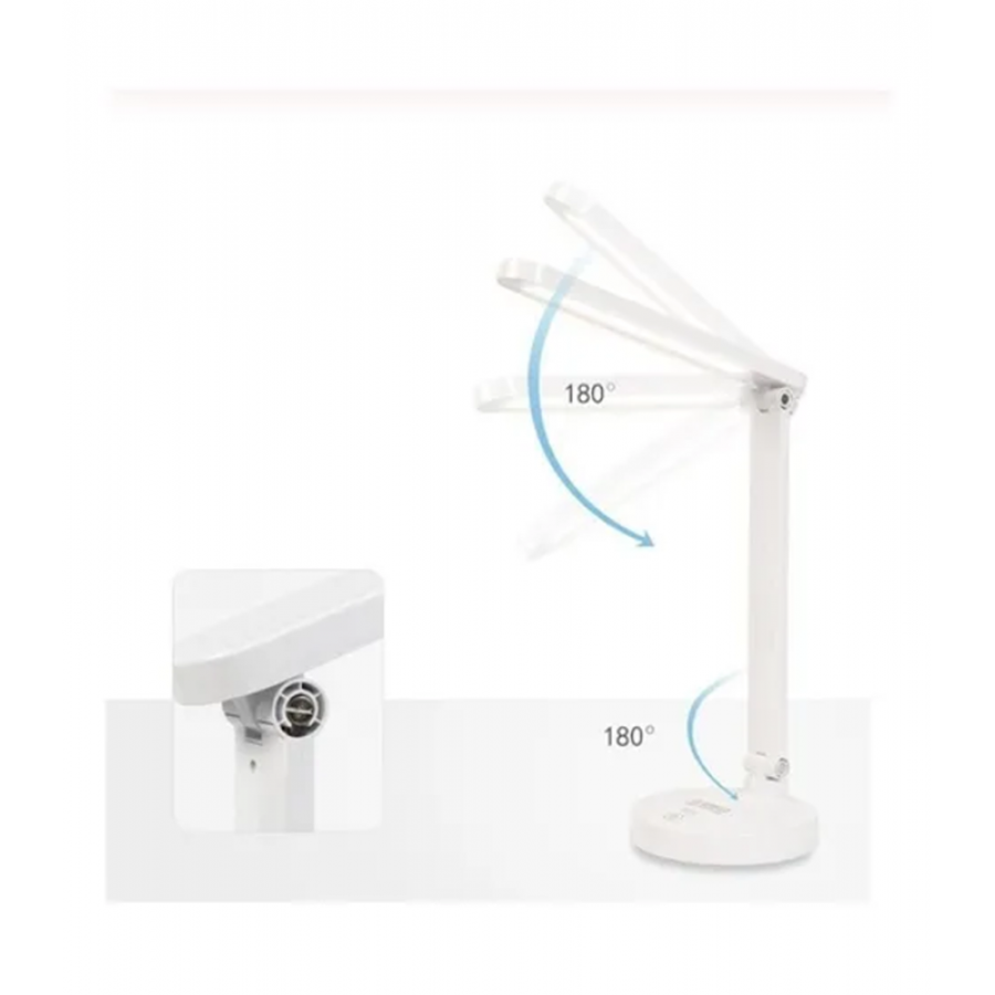 Lampa LED KlaussTech de Birou, 2.5 W, 65 cm, Baterie reincacabila, 3000-6000 K, DC 5V / 1A, Moderna, Alb