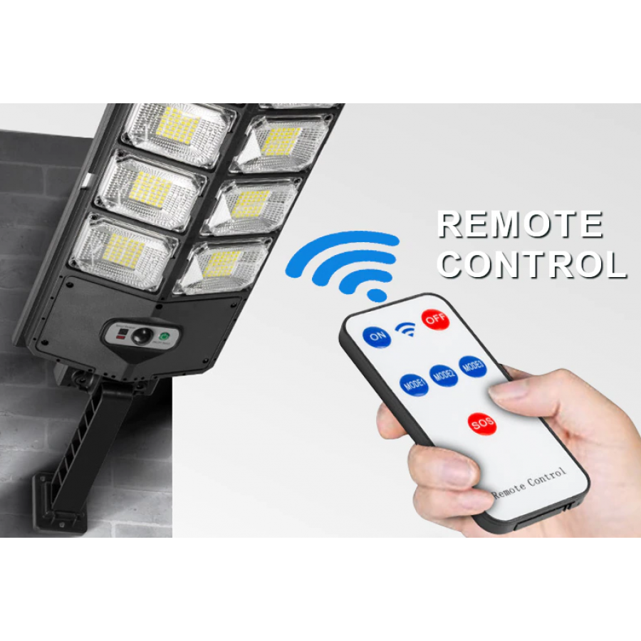 Lampa Solara Stradala KlaussTech cu Protectie IP65, Rotire la 180 °, 4500 mAH, Material ABS, 3 Moduri de iluminare, 165 x 45 x 615 mm, Negru