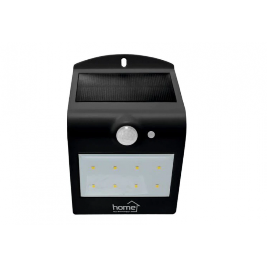Lampa Led Cu Panou Solar, Senzor De Proximitate, Montare Pe Perete, Lumina Alba, Pornire Automata, Raza Mare De Acoperire, Negru