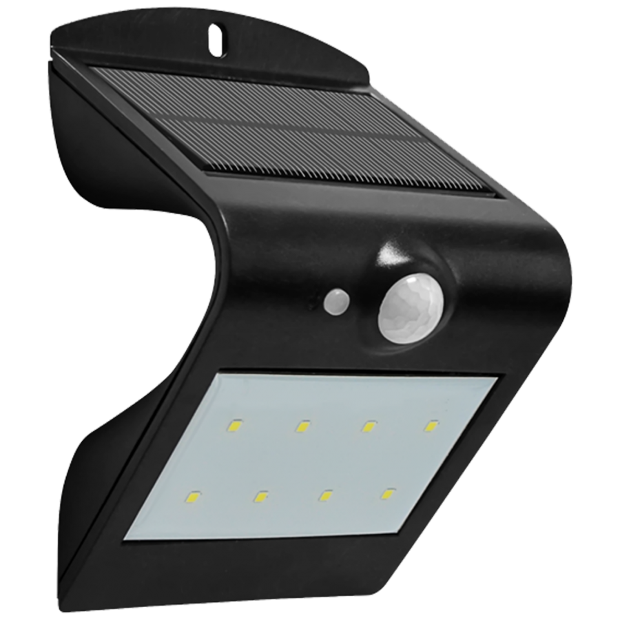 Lampa Led Cu Panou Solar, Senzor De Proximitate, Montare Pe Perete, Lumina Alba, Pornire Automata, Raza Mare De Acoperire, Negru