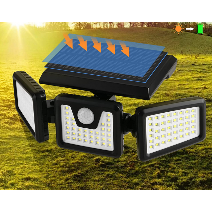 Lampa Solara KlaussTech cu 74 LED, 15 W, IP65, 450 lm, 6500 K, Acumulator 1200 mAH, ABS, Negru