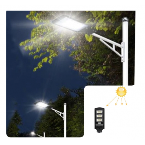 Lampa KlaussTech Solara LED SMD cu Senzor de miscare si Telecomanda, 150 W, IP65, 6000 K, 3000 lm, Carcasa ABS, Autonomie 30000 h, Negru