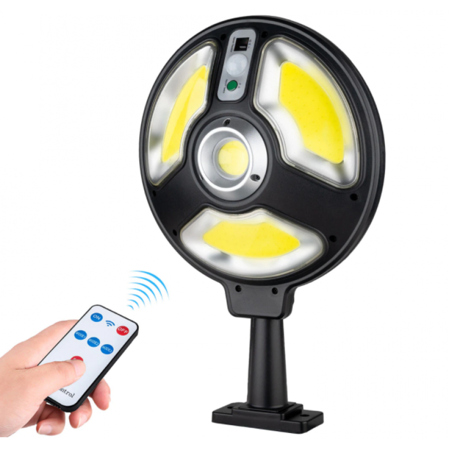 Lampa Solara KlaussTech cu Acumulator, Telecomanda, Panou solar, 3000 mhA, Negru