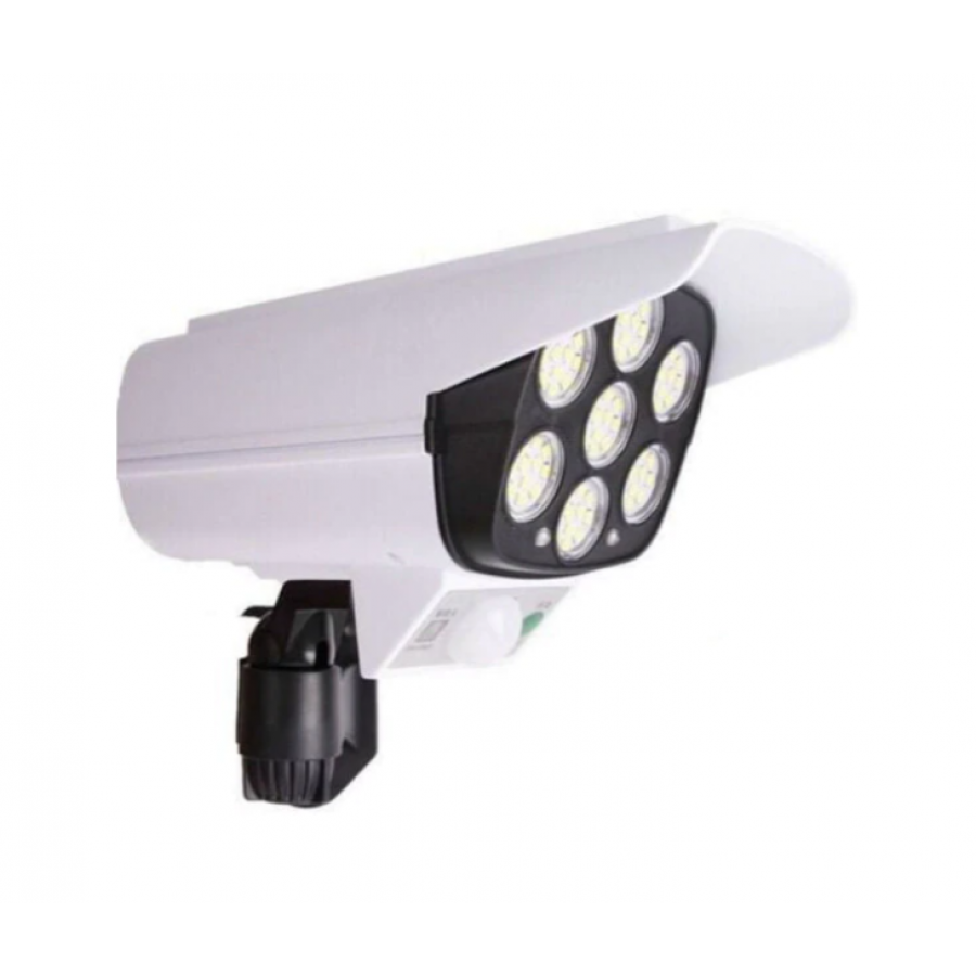 Camera falsa LED cu Panou solar, 10 W, Senzor miscare, 1200 mAH, Design realist, Alb