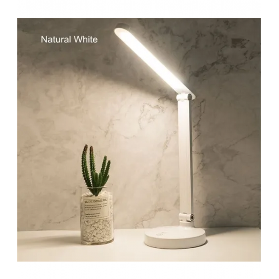 Lampa LED KlaussTech de Birou, 2.5 W, 65 cm, Baterie reincacabila, 3000-6000 K, DC 5V / 1A, Moderna, Alb