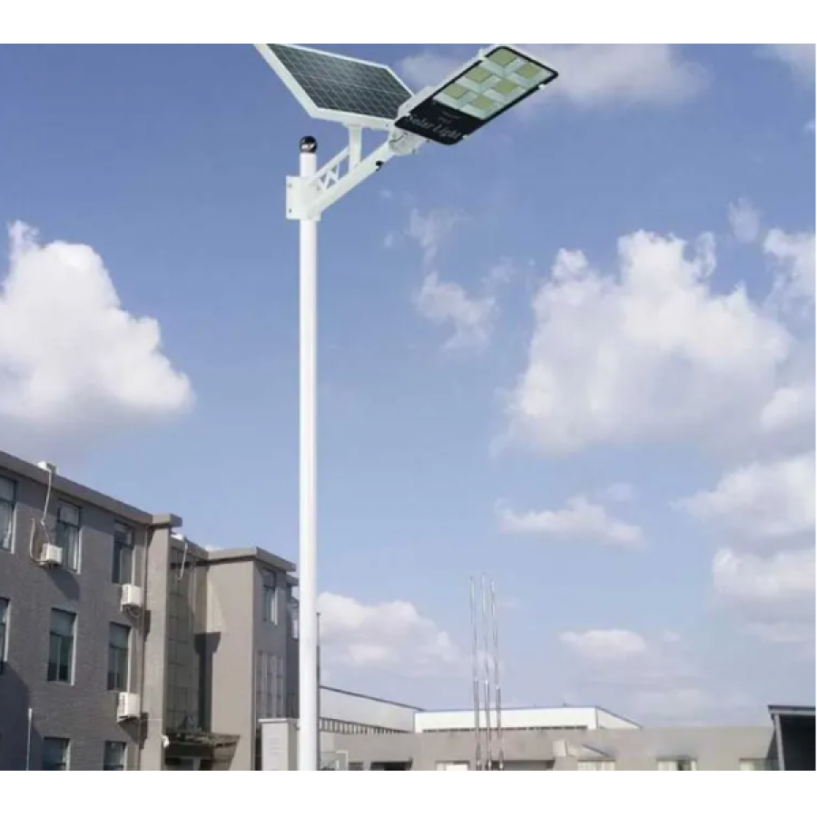 Lampa Solara KlaussTech de 500 W, Panou solar 35W 68 x 35 cm, 456 LED SMD, Brat montare, IP68, 3000 mAH, Negru