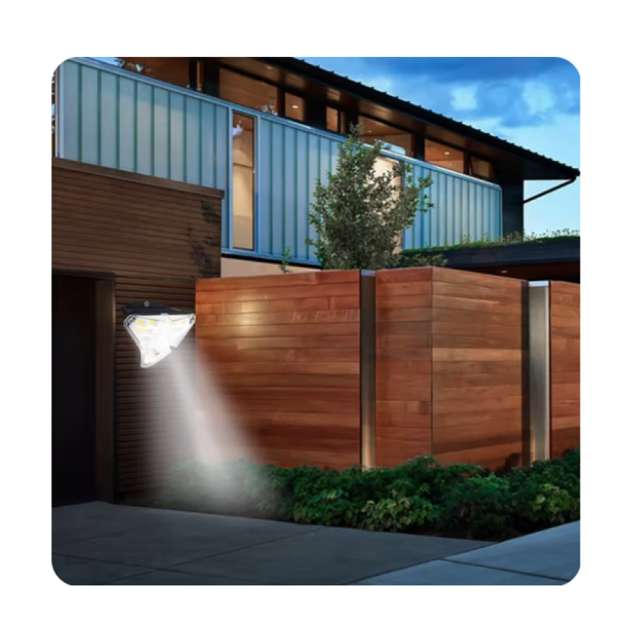 Lampa LED COB KlaussTech de exterior, Panou solar, Senzor miscare, Autonomie 10h, 1200 mAH, IP65, Negru