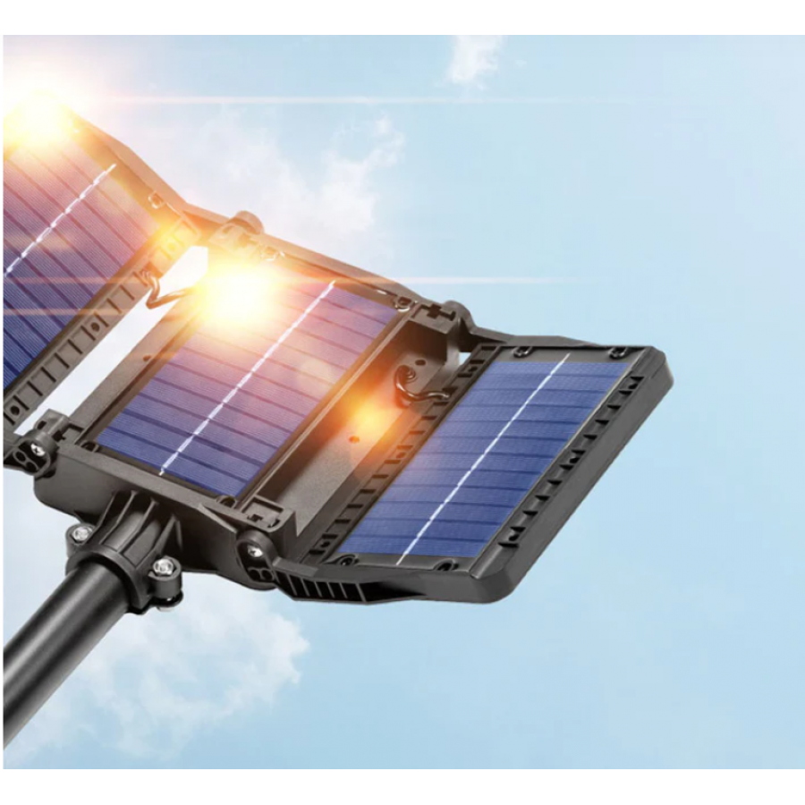 Lampa Solara KlaussTech pliabila cu Senzor de Miscare, Acumulator litiu, ABS, 3 Moduri de iluminare, 100 W, IP65, Negru