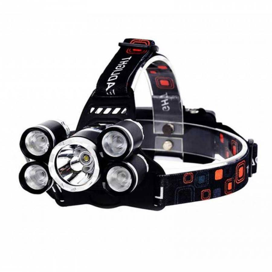 Lanterna KlaussTech de cap 30 W, 8000 lm, 6000 - 6500k, Acumulator reincarcabil, 5 x Cree XML T6, Negru