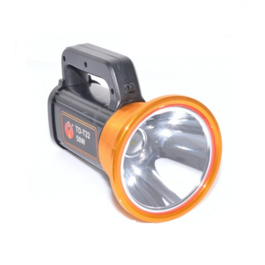 Lanterna LED KlaussTech de 50 W, Acumulator li-ion 6000 mAH, 180mm x 140 mm, Incarcare 10 - 18 h, Negru/Auriu