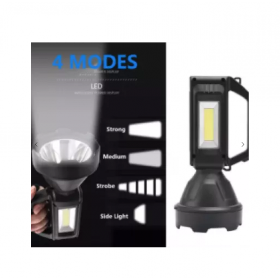 Lanterna KlaussTech de mana cu Iluminare laterala, Impermeabila, Functie Power Bank, Rezistent la impact, Negru