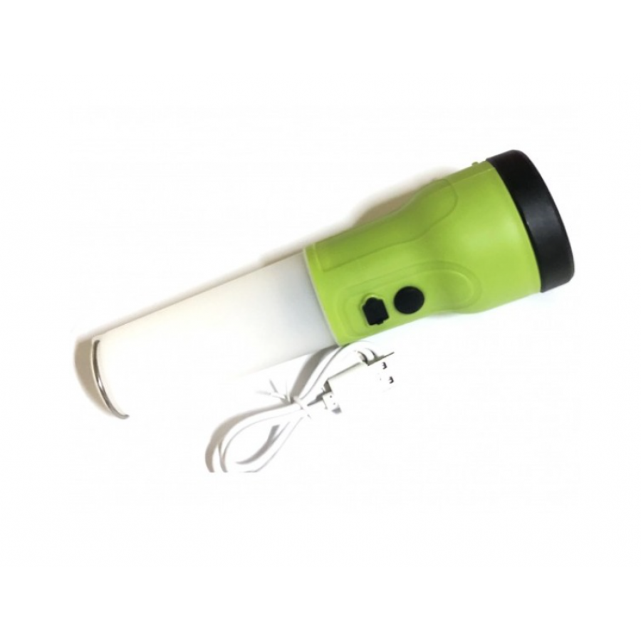 Lanterna LED KlaussTech 200 lm, 3 W, Acumulator 3.7 V 2000 mAH, IP44, Reincarcabila USB, ABS, Alb/Verde