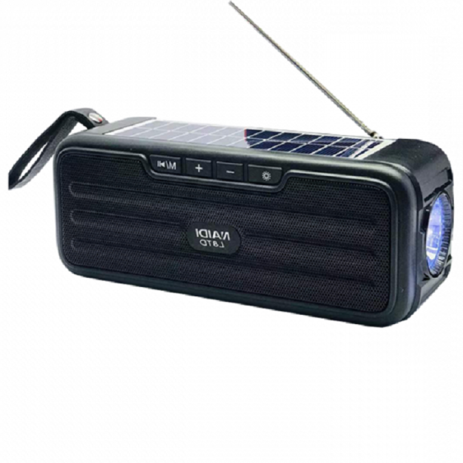 Boxa Portabila, Panou Solar Incorporat, , Stick, Usb, Jack, Lanterna, Ergonomica, Bluetooth 5.0, Radio Fm, Negru