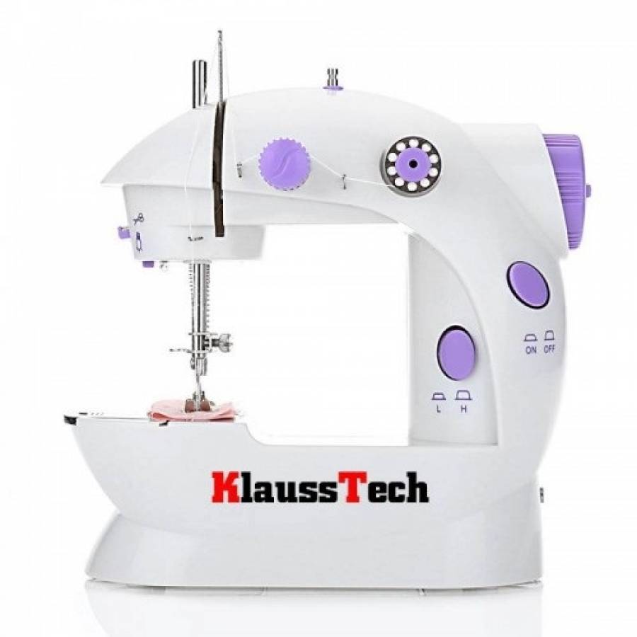Masina De Cusut Portabila Klausstech, Pedala Pentru Controlarea Vitezei, 2 Viteze De Coasere,  Lumina Led, Alb&mov