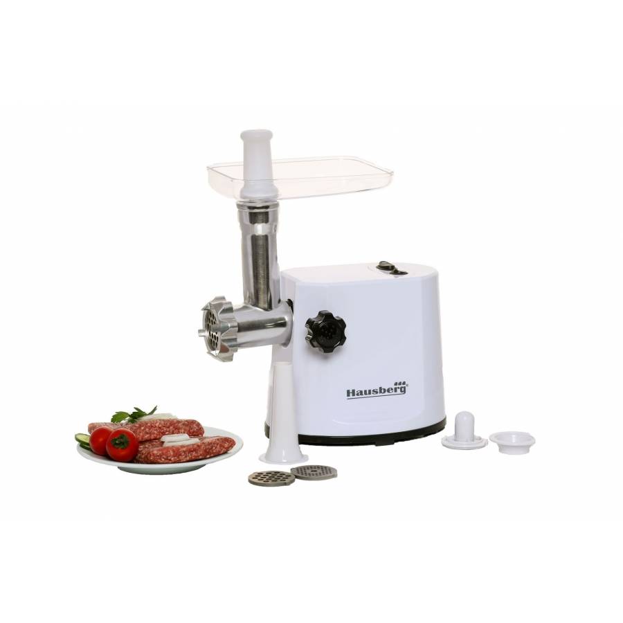 Masina de tocat carne 1000 W, 1Kg/mim, Lame din Otel inoxidabil, Accesoriu Kibbe, Accesoriu carnati, Accesoriu impingere, Alb