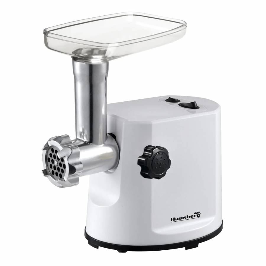 Masina de tocat carne 1000 W, 1Kg/mim, Lame din Otel inoxidabil, Accesoriu Kibbe, Accesoriu carnati, Accesoriu impingere, Alb