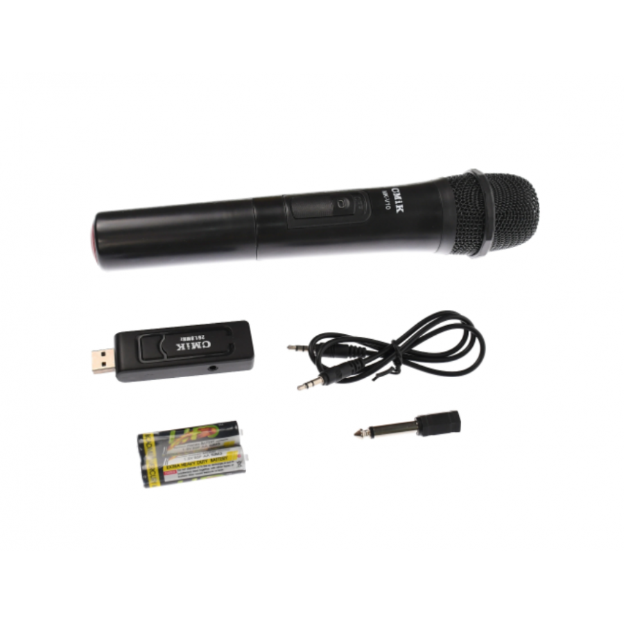 Microfon Wireless cu receptor, UHF, AUX 6.35 mm, 110 dB, 50Hz - 18kHz, Alimentare 2 x baterie AA, 3 V, Negru