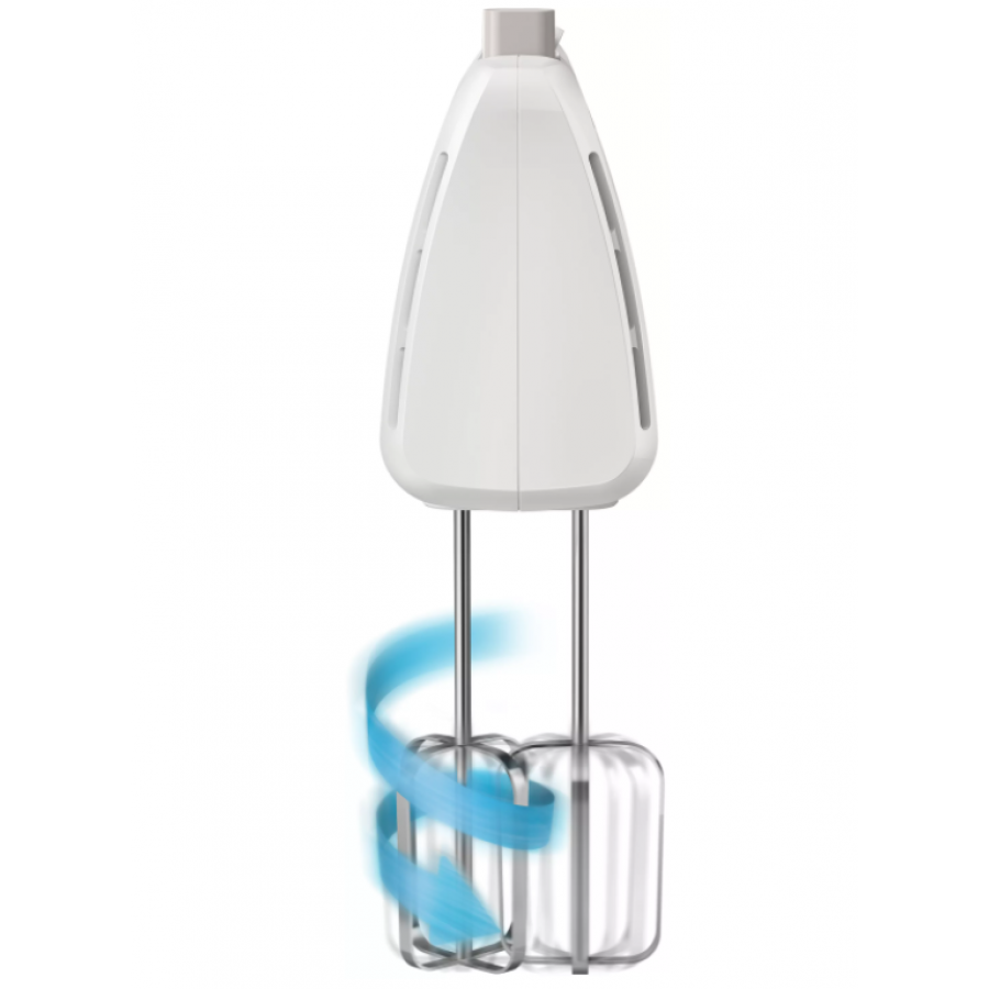 Mixer de Mana 300W cu 5 Viteze, Turbo, Accesorii din Otel inoxidabil, Ergonomic, Alb