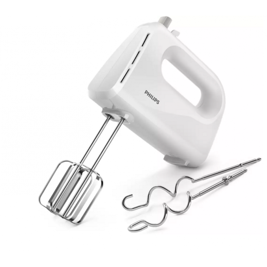 Mixer de Mana 300W cu 5 Viteze, Turbo, Accesorii din Otel inoxidabil, Ergonomic, Alb