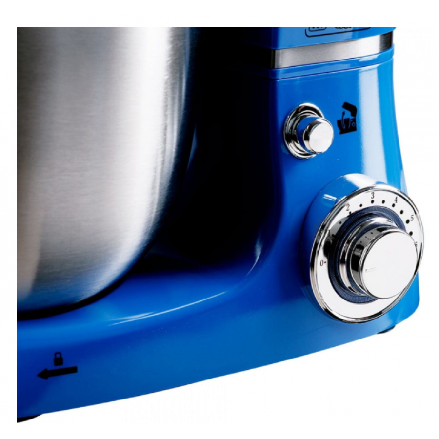 Mixer Planetar de 1000W, 6 Trepte viteza, Bol din Inox de 5 L, Anti-alunecare, Accesorii, Albastru