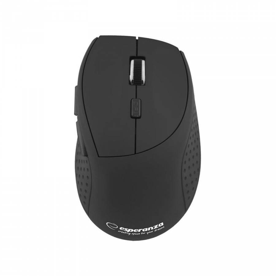 Mouse Bluetooth cu Senzor Optic, 1000/2400 DPI, 6 Butoane, Forma ergonomica, Distanta de actiune 10 m, Negru