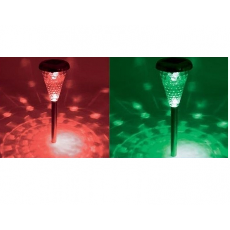 Set 3 Lampi solare KlaussTech cu LED-uri multicolore, Metal, Incarcare solara, Infingere in sol, 1.2 V 300 mAH, Argintiu