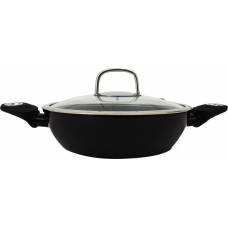 Oala KlaussTech cu Diametru 32 cm, Strat antiaderent, Capac din sticla, Manere termorezistente, Negru Oala KlaussTech cu Diametru 32 cm, Strat antiaderent, Capac din sticla, Manere termorezistente, Negru