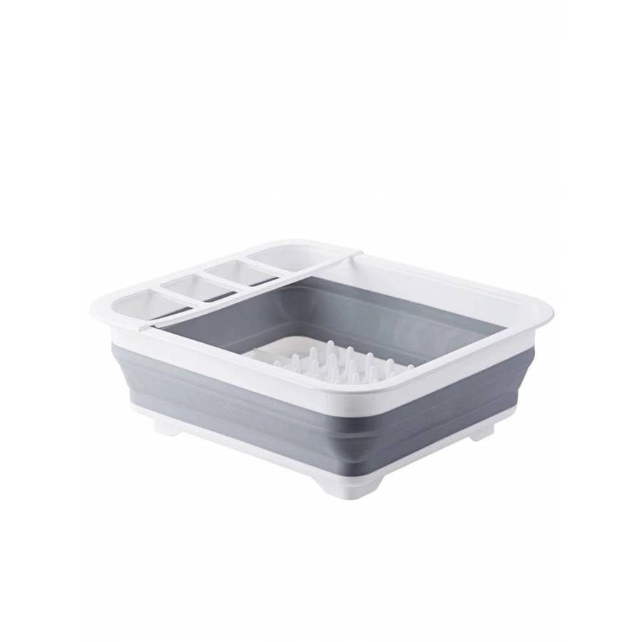 Organizator KlaussTech pentru ustensile de bucatarie, Pliabil, Tava scurgere, 36 x 32 x 12.2cm, Alb