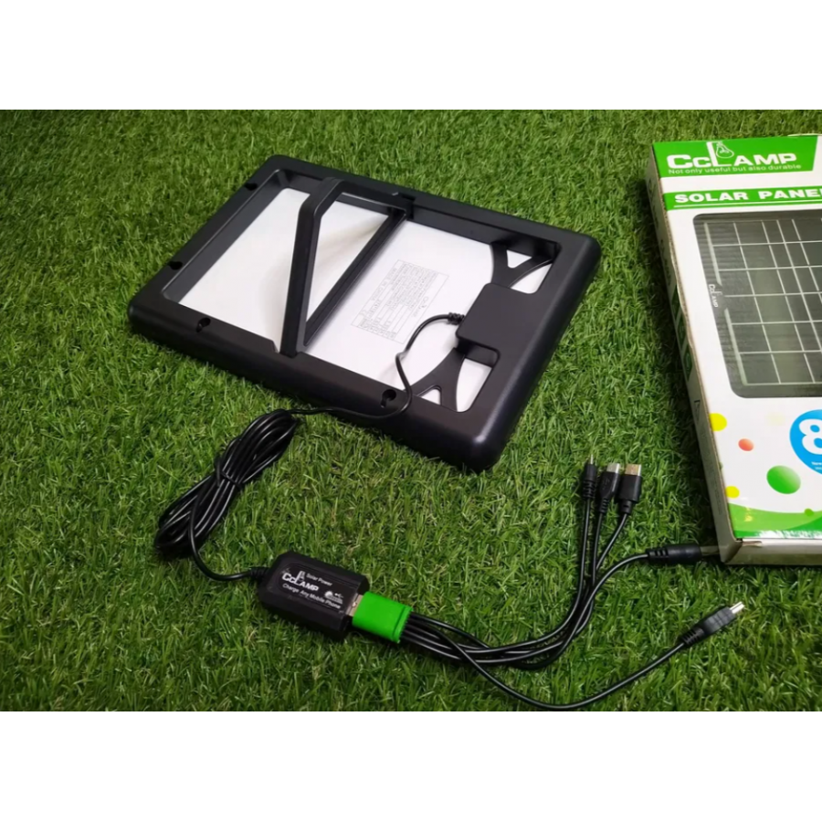 Panou Solar Portabil cu Putere 8 W, Conector de incarcare USB, Material ABS/PC, IP65, Tensiune maxima 6V, Negru