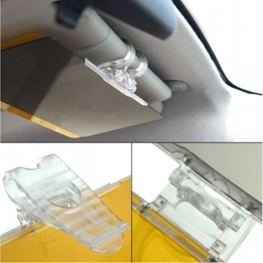 Parasolar Auto KlaussTech, Ecran Dublu VIsor, 30 x 13 cm, Eficient ziua si noaptea, Usor de montat, Galben