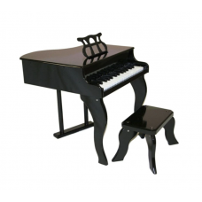 Pian KlaussTech pentru copii, Material Lemn, Scaun inclus, Lungime 48 cm, Rezistent, Negru