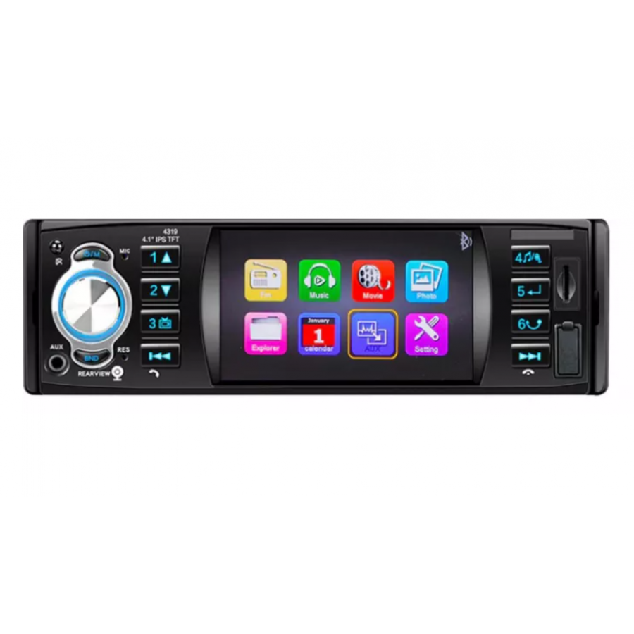 MP5 Player Auto KlaussTech 1DIN cu Ecran LCD  4.1, 4 x 45 W, Bluetooth, AUX si USB, Radio, Telecomanda, Negru