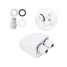 Priza Dubla Trecere pentru cabluri acoperis, Plastic ABS, 5 × 5 × 5 cm, Rezistenta la apa si deflectoare, Alb