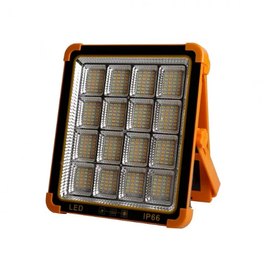 Proiector Solar LED KlaussTech, Protectie IP66, Panou Solar, 1500 mAH, Temperatura culoare 6500 K, Modern, Portocaliu