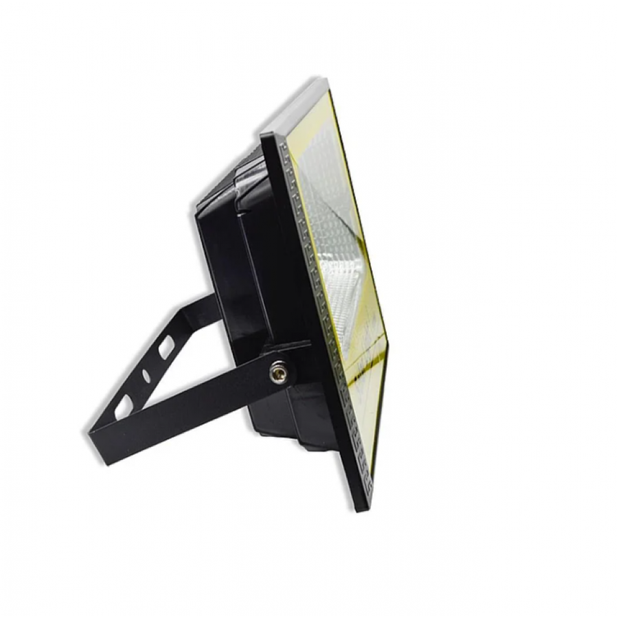 Proiector LED KlaussTech cu panou solar, Telecomanda inclusa, 100W, 6500 k, Autonomie 12 h, Negru/Galben