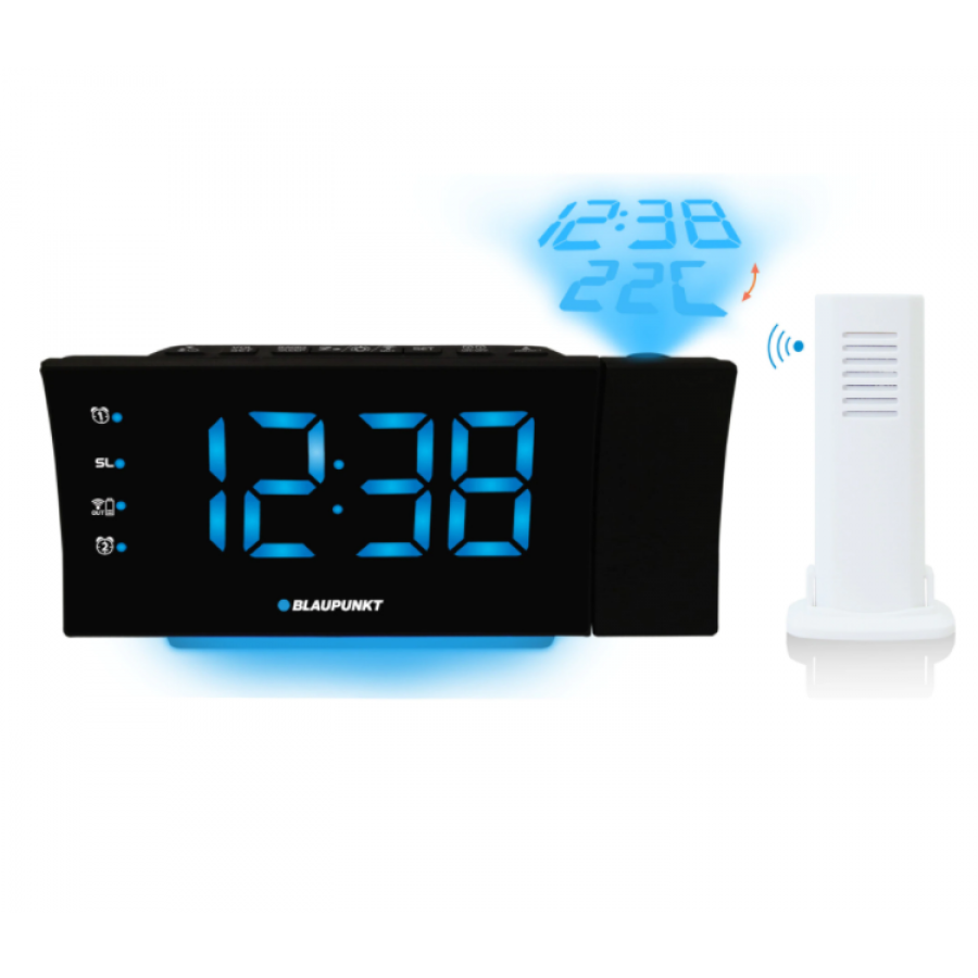 Radio ceas cu Proiectie, FM, Ecran LED, Port USB, Temporizare, Masurare Temperatura, Negru