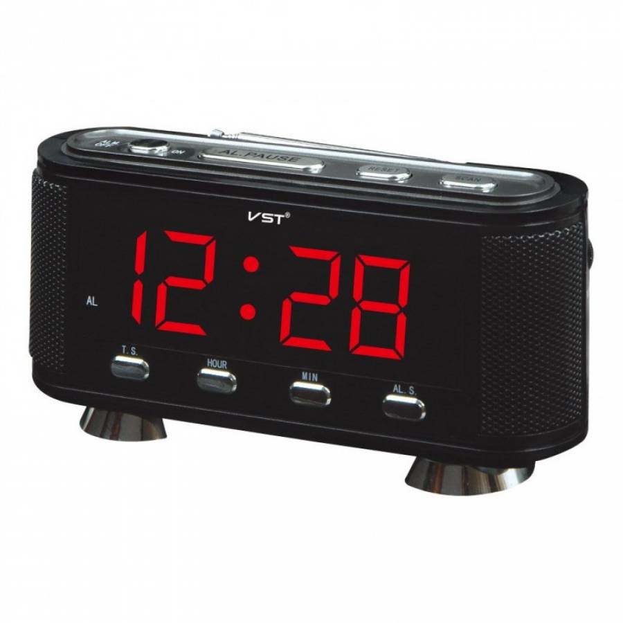 Radio cu Ceas Digital, Display LCD 1,85, Dimmer, Snooze, FM, Stereo, 10 canale, USB, Negru