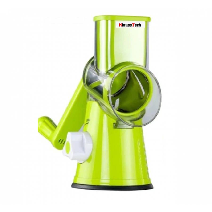 Razatoare KlaussTech Multifunctionala pentru legume si fructe, Otel Inoxidabil si plastic ABS, 7 Fete, 3 Lame interschimbabile, Design compact, Verde