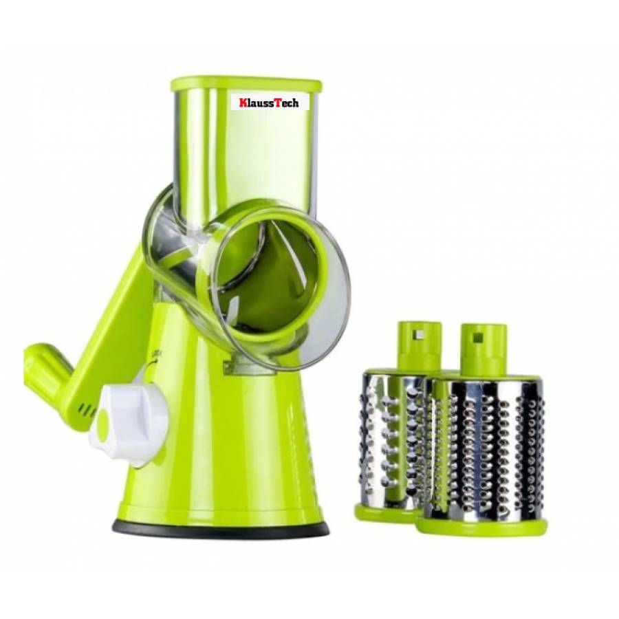 Razatoare KlaussTech Multifunctionala pentru legume si fructe, Otel Inoxidabil si plastic ABS, 7 Fete, 3 Lame interschimbabile, Design compact, Verde