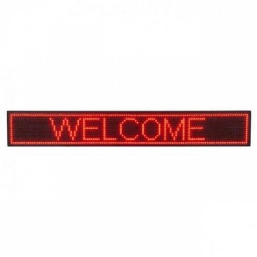 Reclama Profesionala Luminoasa LED , Dimensiuni reclama 400 x 40 cm , Culoare Text Rosu  , Functie Text programabil , Conectare prin USB , Folosire de exterior